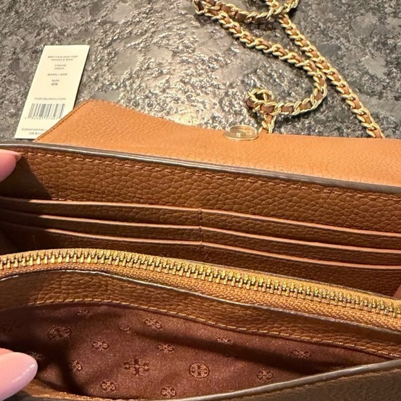 Tory Burch Britten Mini Top Handle Bag with Gold Accents chain strap - Picture 5 of 14